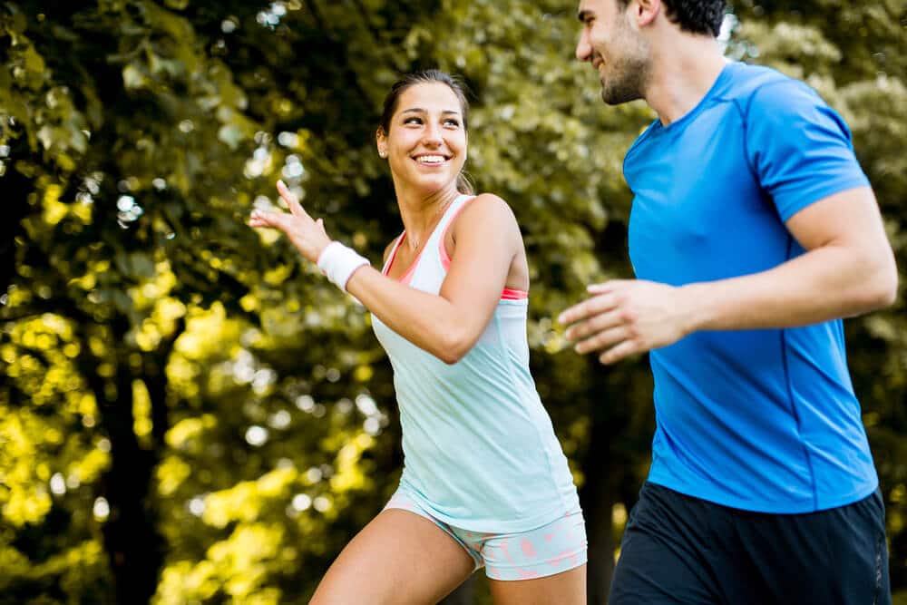 Man and woman jogging