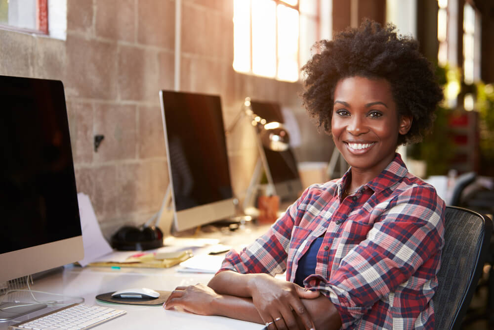 Smiling woman at work