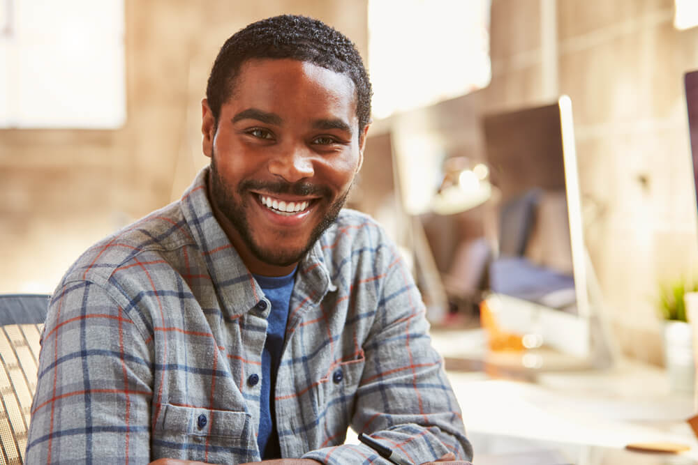 Smiling younger man